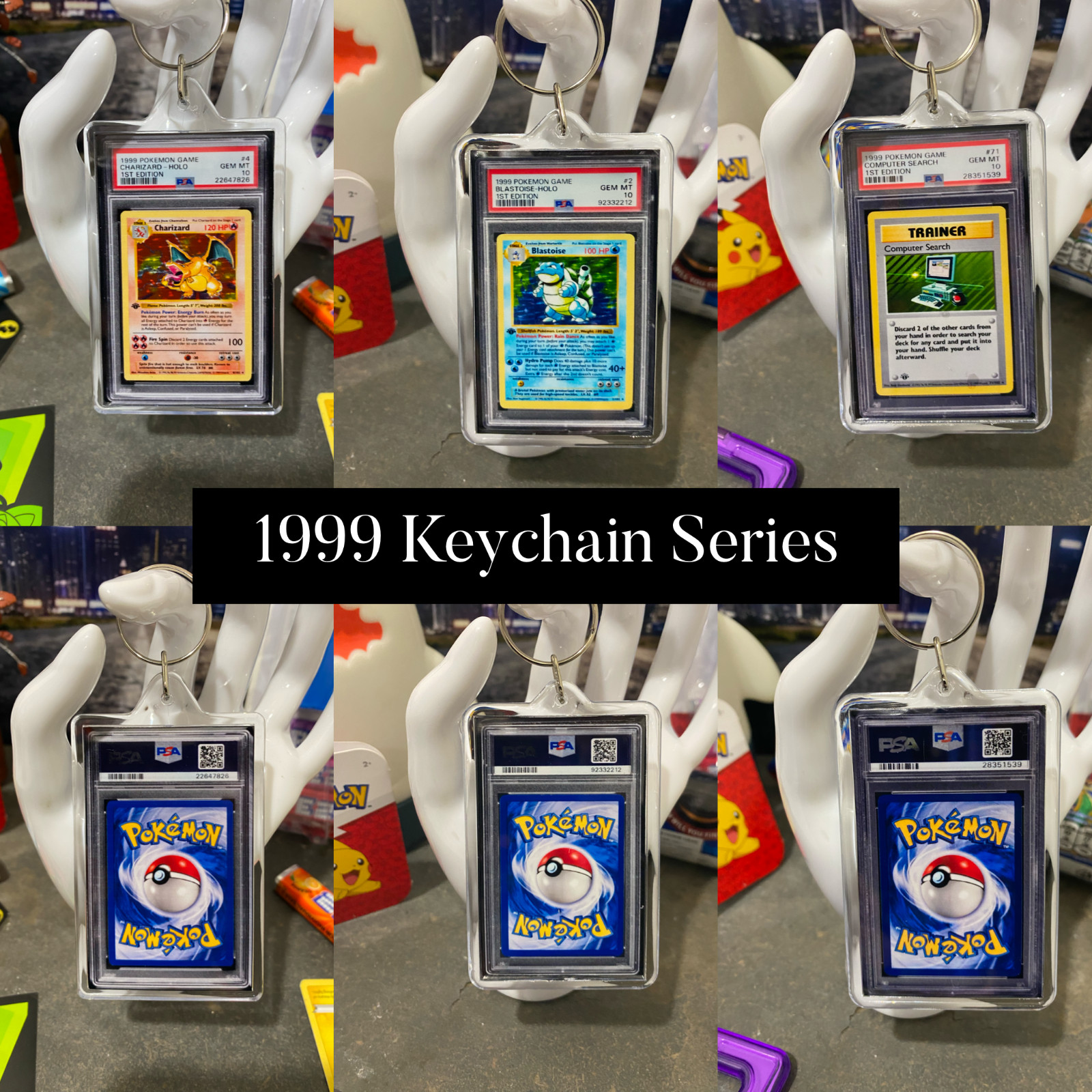 1999 Pokemon Base Set Limited Edition - Mini Slab Keychains YOU CHOOSE #1-#102
