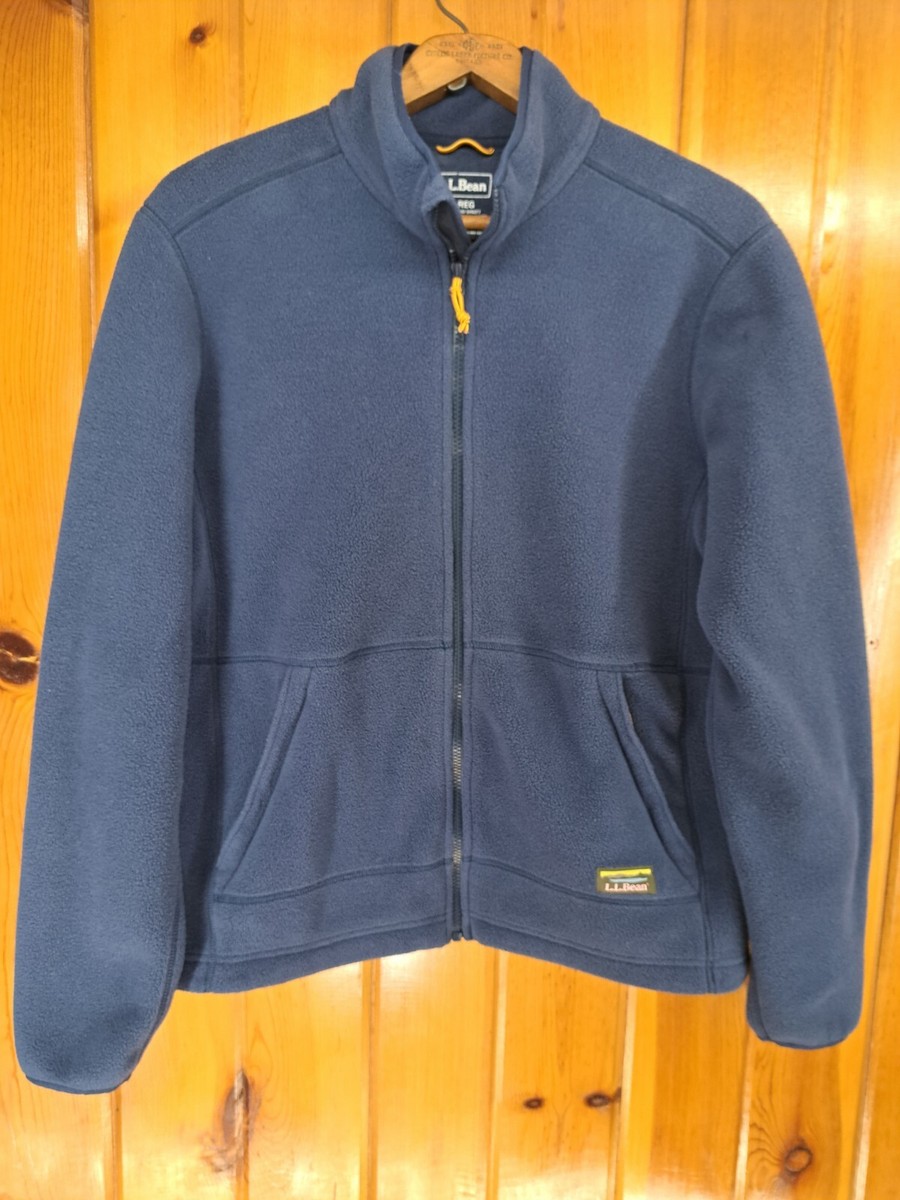 LL Bean Mens M Sweater Fleece Full Zip Jacket Medium Navy Blue 