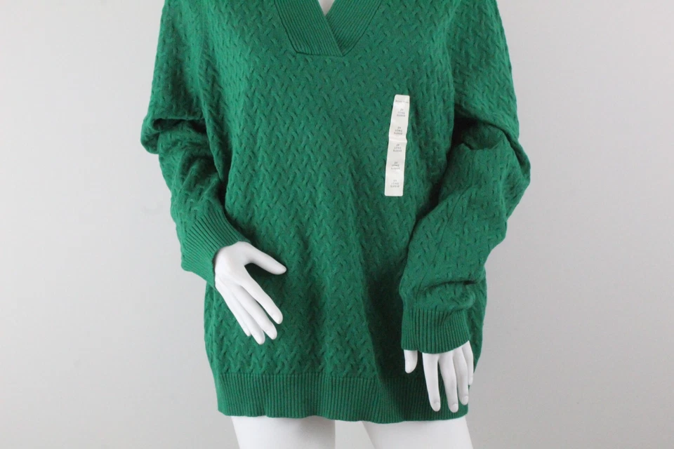 Long Sleeve V-Neck Sweater Studio Works Size 2X Green NWT - Image 3 of 4