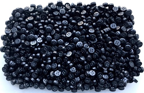 Buttons Small 9mm 11mm Black Polished 4 Hole Shirt Craft Button (K230 Z36) - Picture 5 of 24