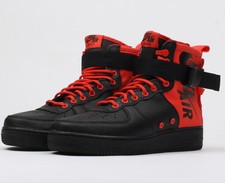 sf air force 1 mid habanero red black