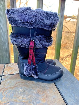 TIMBERLAND Winter Berry Tall Boots Leather Zip on Side Girls Shoes Sz 10  👣b9