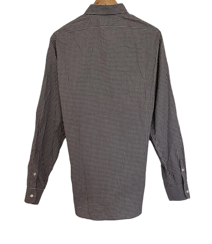 Ralph Lauren Black Label Mens Button Down Dress Shirt Maroon/White Check Sz 16.5 - Image 4 of 4