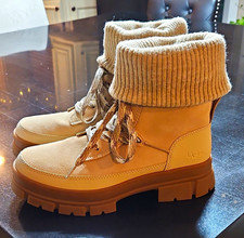UGG Women s Beige Suede Lace-Up Ankle Bootie ...