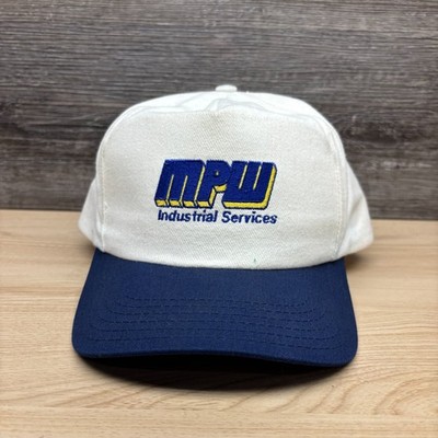 Vintage MPW Hat Cap Snap Back Beige Blue Industrial Services Cleveland Ohio