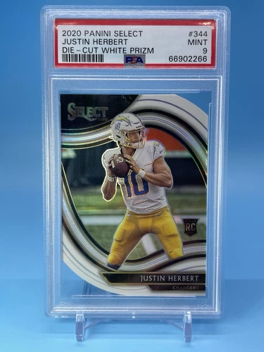 2020 Select ~ JUSTIN HERBERT ~ Field Level WHITE DIE-CUT RC ~ PSA 9 MINT 🔥