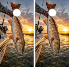 Red Fish Fishing Cornhole Board Wrap LAMINATED Decal Vinyl Sticker 5067