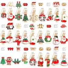 54 Pairs Christmas Earrings for Women Xmas Drop Set Holiday Jewelry
