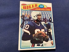 JOHN HOLLAND SIGNED, MINT 1977 TOPPS CARD #17, BILLS/ FREE POSTAGE!!!!!