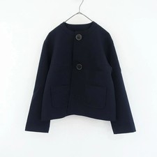 tricot COMME des GARCONS Wool Gabardine No Collar Jacket L Dark Navy Japan