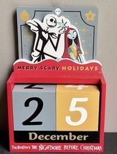Disney The Nightmare Before Christmas Perpetual Calendar Wood Blocks Merry Scary