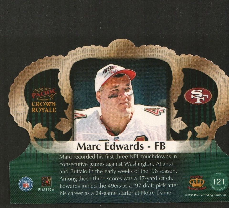 1998 Pacific Crown Royale #121 - Marc Edwards - San Francisco 49ers 98-500 - Image 2 of 2