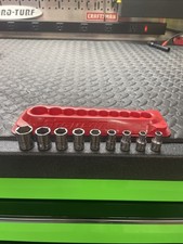Snap On 9pc 1/4" Shallow SAE 3/16”-9/16” 6pt Socket Set USED Magnetic Tray