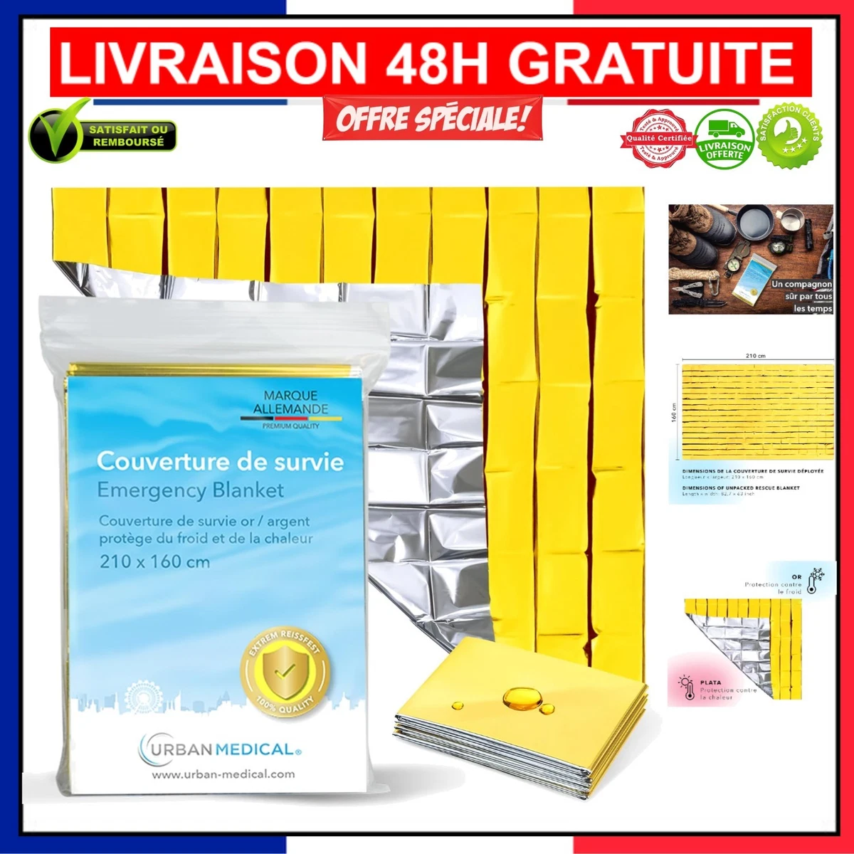 Couverture de survie 140 x 220 mm