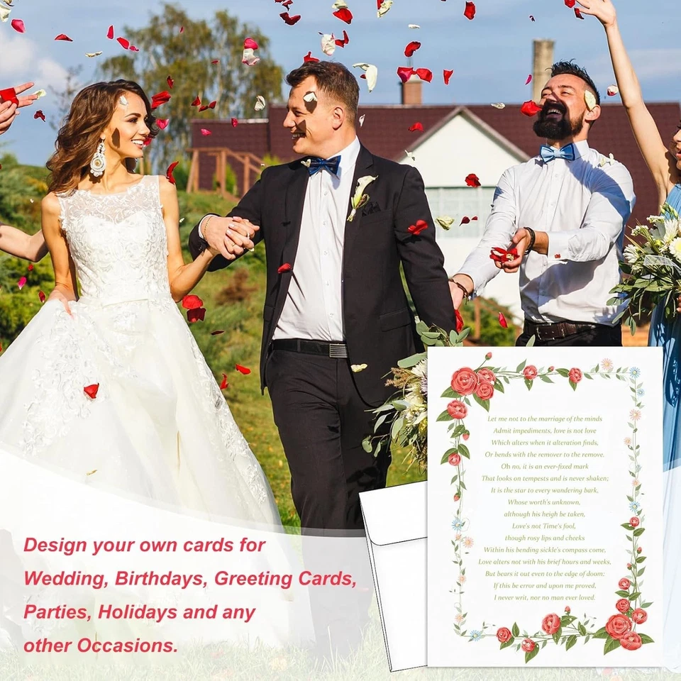 Tarjetas y Sobres en Blanco 4x6, Paquete de 25 Cartulina de Invitación Blanca con Sobres Foto 3 de 4