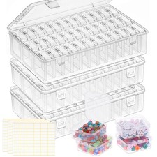 Bead Organizer Box, 108Pcs Small Clear Plastic Bead Storage, Mini Craft Stora...