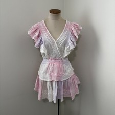 LoveShackFancy XS Gwen Tie Dye Ruffled Mini Dress Fairy Coquette Dainty