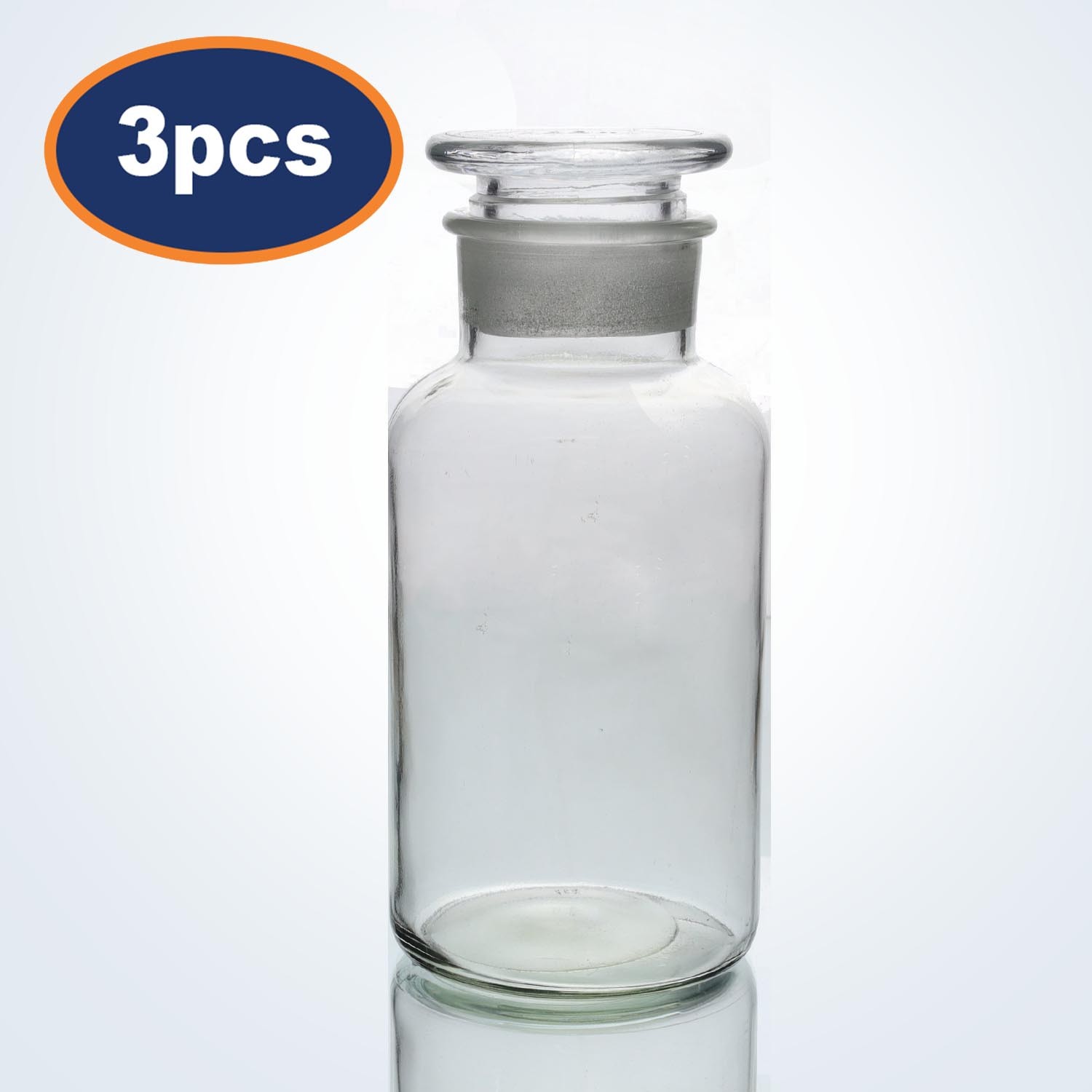 Apothecary Bottles 500ml Clear 3pcs Glass Oil Lotion Regeant Storage Jar Lid