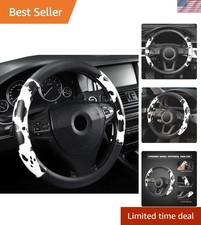 Chic Cow Print Steering Wheel Cover - Universal Fit 14.5-15 Inch for Men & Women