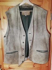 Fantastycznie piękna tradycyjna skórzana kamizelka skórzana skórzana kamizelka, beżowa, rozmiar 62, doskonały stan.!