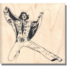 Mounted Rubber Stamp, ELVIS PRESLEY, Elvis In Costume,Sing,Music,The King,People