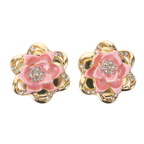 Alloy Pink Rose Detachable Button Covers Clip on Sleeve Button Jewelry ...
