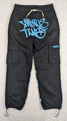 Minus Two Y2K Cargo Sweatpants Joggers Drawstring Black Size 32