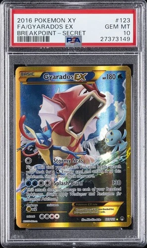 2016 POKEMON XY BREAKPOINT SECRET #123 FULL ART/GYARADOS EX PSA 10