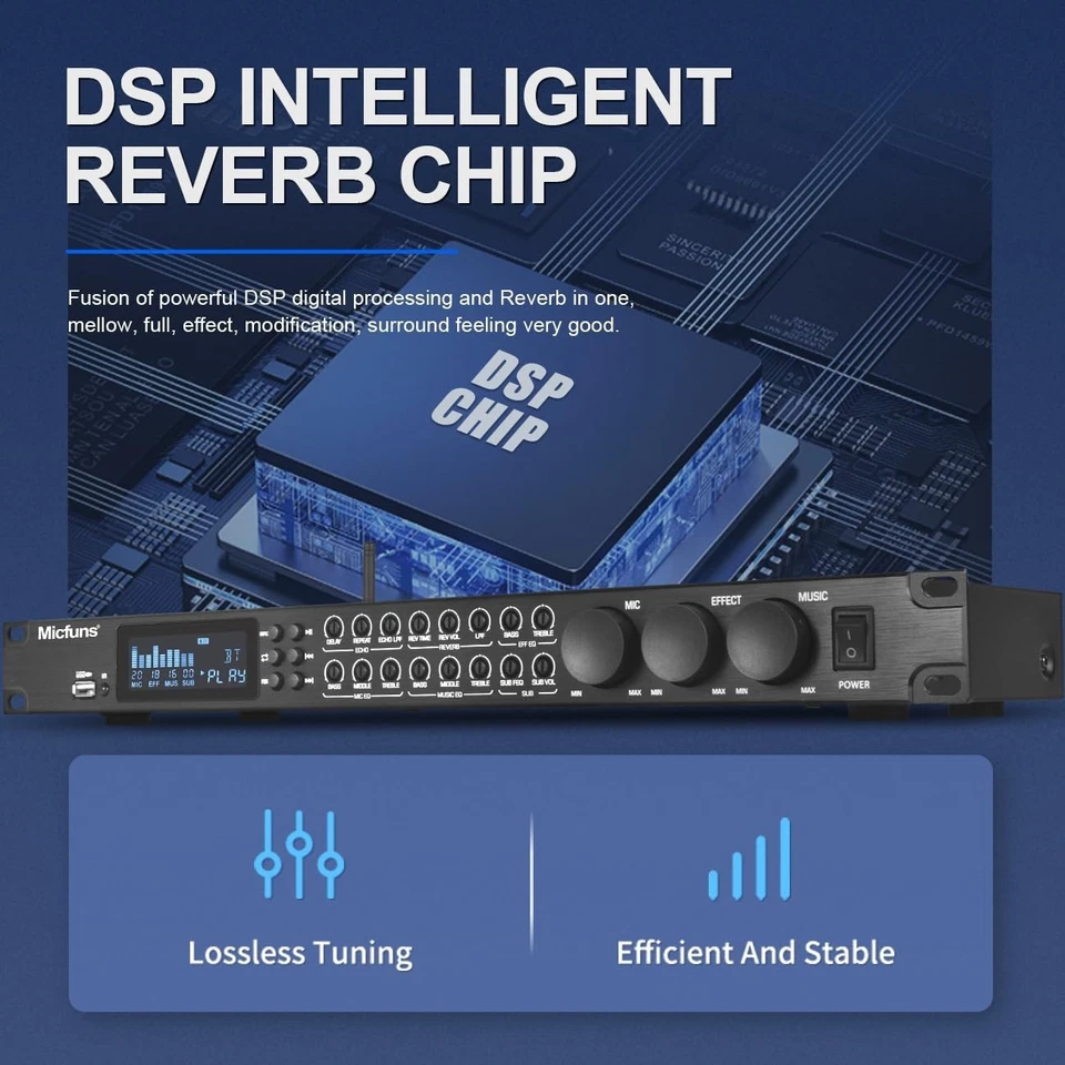 Micfuns KT900DSP Feedback Suppressor Preamp Preamplifier Karaoke Effector Dig - Image 3 of 4