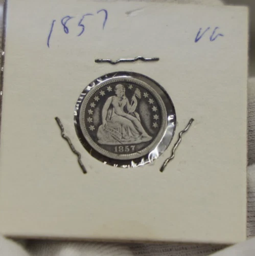 1857 US Seated Liberty Dime VG (Dark)