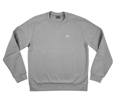 Emporio Armani EA7 Mens Grey Cotton Embroidered Logo Sweatshirt Size M NWT