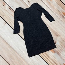 NWT Windsor M black glittery long sleeve draped back mini dress 