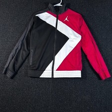 Jordan Track Jacket Full Zip Color Block White Black Red Gym Sportswear Youth L
