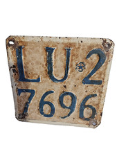 VECCHIA TARGA MOTOCICLO IN METALLO 16,5X16,5 cm ORIGINALE  PROVINCIA LUCCA  1958