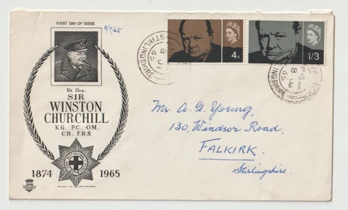 8/7/1965 UK GB FDC - Sir Winston Churchill - Stuart Cover - Falkirk CDS Postmark