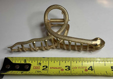 Snake Serpent Shaped Gold Tone Metal Hair Claw Clip 4.5"
