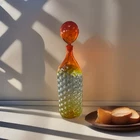 Vintage Vineyard Blenko bubble Glass Decanter With Top Tangerine Amber Gradient