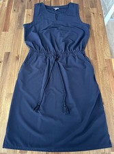 T by Talbots Dress Women XS Navy Blue Sleeveless Drawstring Waist w/ Pockets