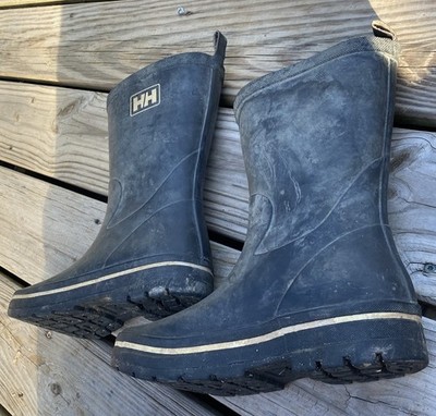 Helly Hansen Midsund 2 Black Pull On Rubber Rain Boot Men's Sz 7 Women s 8.5 GUC