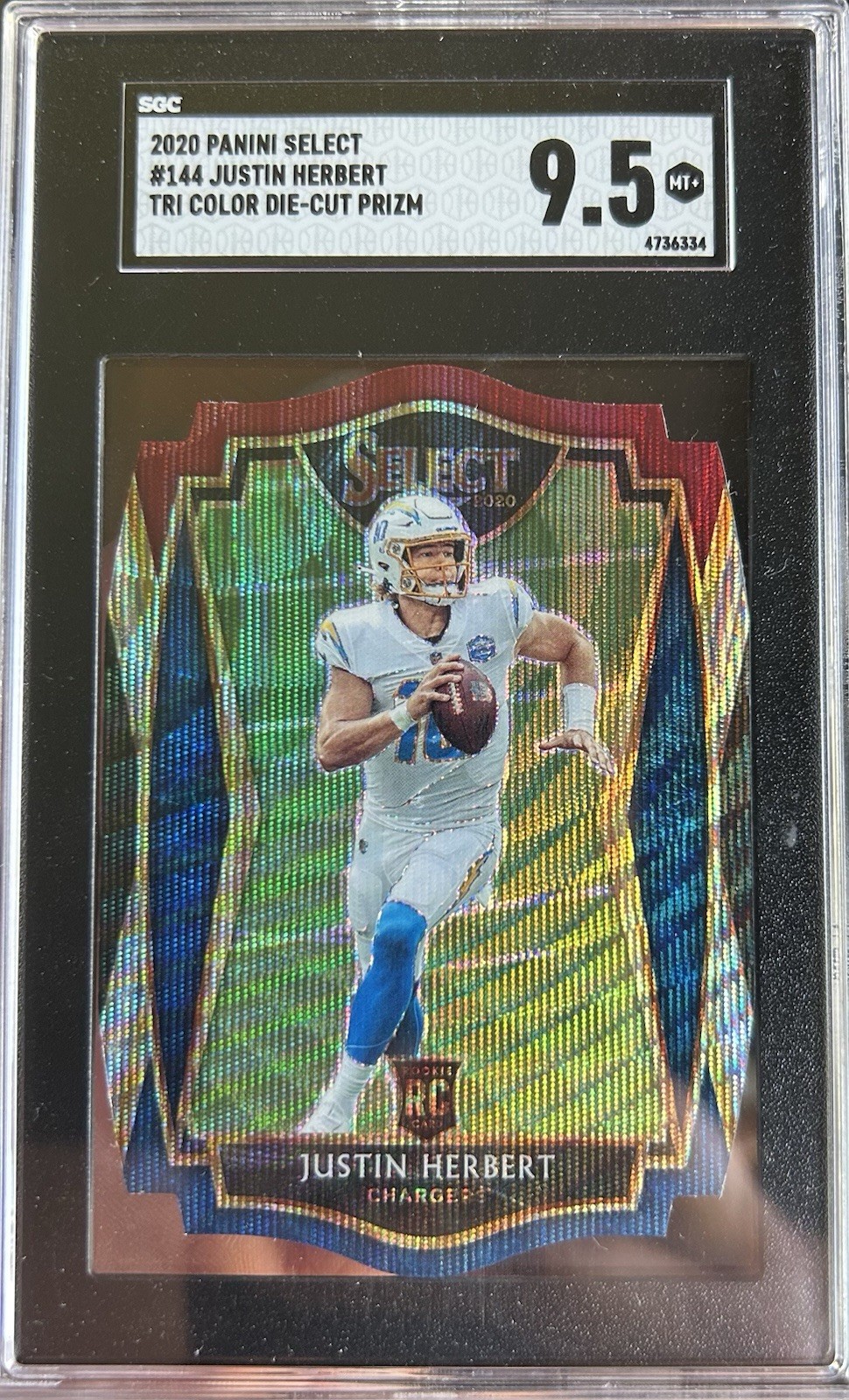 2020 Select Justin Herbert Rookie Die-Cut Tri-Color Prizm #144 SGC 9.5 Mint 💎🔥