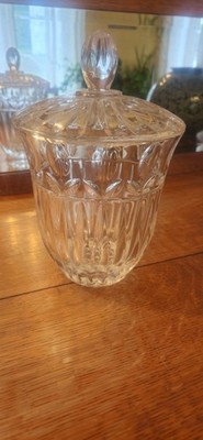 Block Tulip Garden Lead Crystal Cookie  Barrel Cannister Jar With Lid Poland New