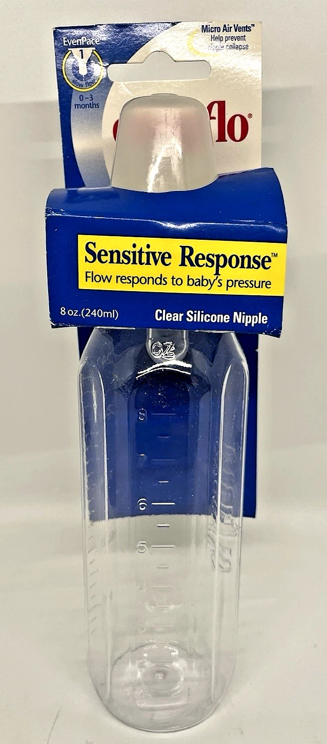 VTG Vintage Evenflo 2001 Baby Bottle Plastic Sensitive Response 8oz clear