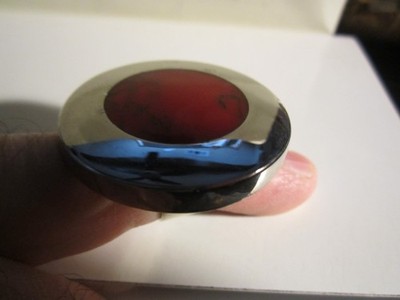 GROSSER STERLINGSILBER RING 21g MIT KARNEOL GRÖSSE 7 1/2 - SC-9