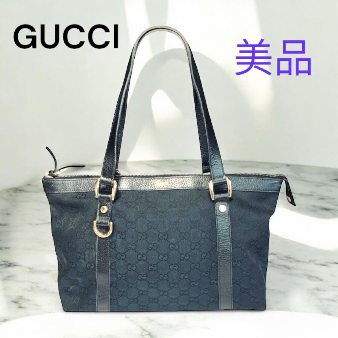 GUCCI GG Canvas and Leather Tote Bag 141470 Made in Japan