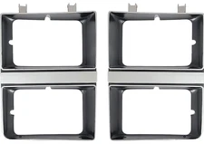 83-84 GMC Truck LH & RH Argent Silver/Dark Gray Dual Headlight Bezels (Pair)