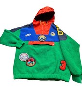 Polo Ralph Lauren Fleece Sportsman Anorak Royal Blue Orange Green Patches Men M