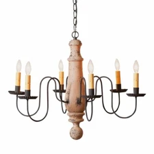 Large Norfolk 6 Arm Wood Country Chandelier in Buttermilk.