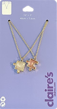NEW Claire's Best Friends Necklace Pair - 1/2" Interlocking Puzzle Pieces