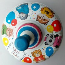 Vintage Hallmark Shirt Tales Ohio Art Tin Spinning Top Toy Metal