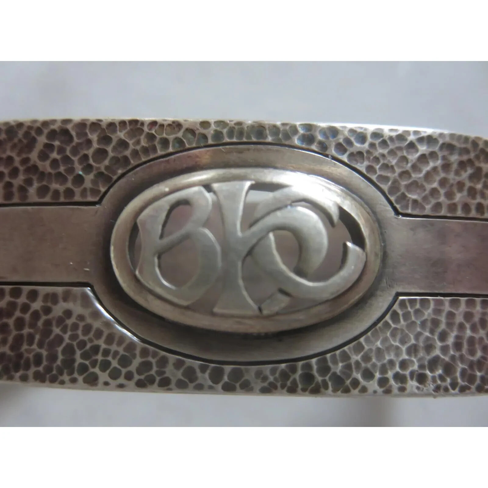 Set of 5 Antique Arts & Crafts Sterling Silver Oval Napkin Rings